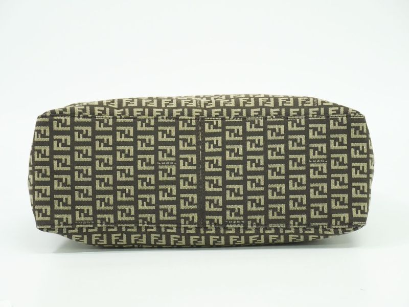 Authentic Fendi Zucchino Tote Handbag Canvas Brown 8bh138 Zucchino Bag Pre-owned