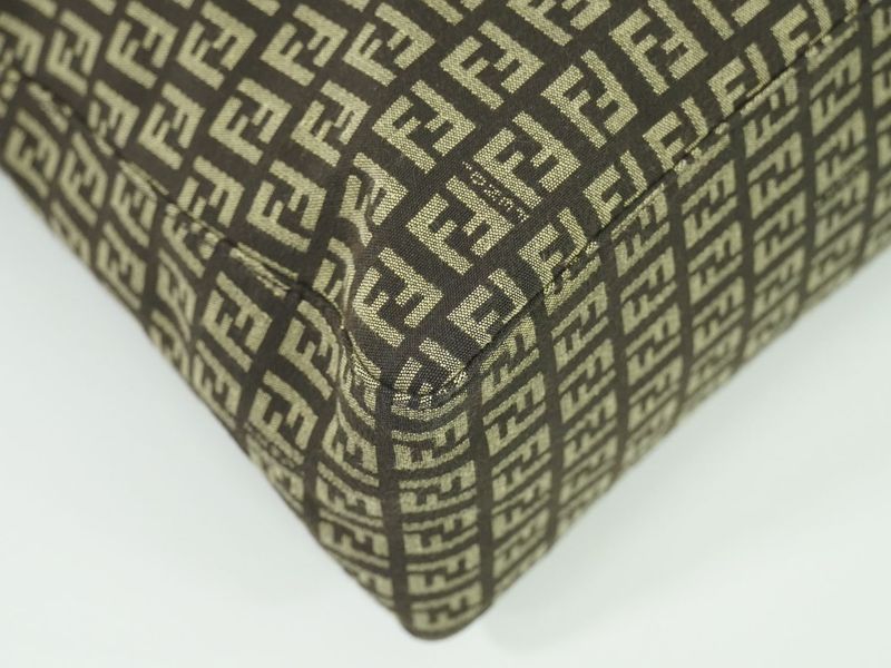 Authentic Fendi Zucchino Tote Handbag Canvas Brown 8bh138 Zucchino Bag Pre-owned