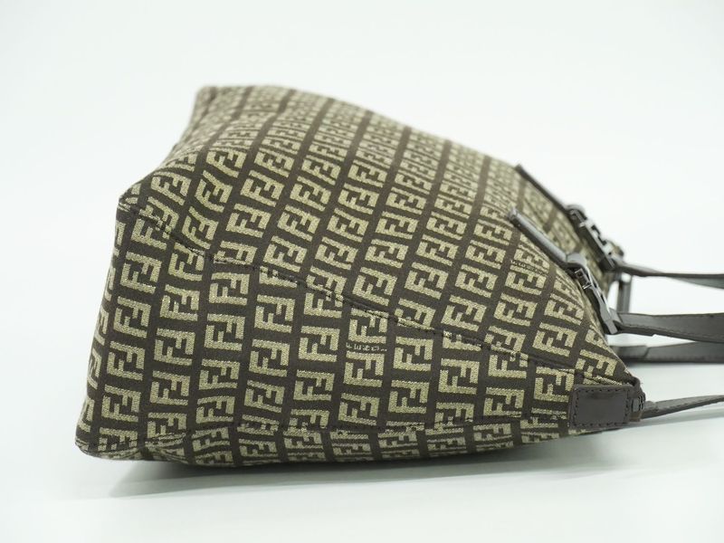 Authentic Fendi Zucchino Tote Handbag Canvas Brown 8bh138 Zucchino Bag Pre-owned