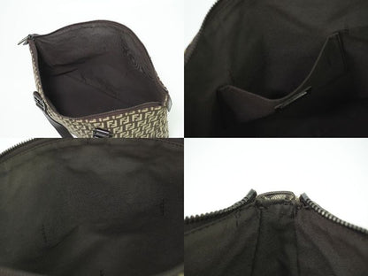 Authentic Fendi Zucchino Tote Handbag Canvas Brown 8bh138 Zucchino Bag Pre-owned