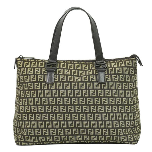 Authentic Fendi Zucchino Tote Handbag Canvas Brown 8bh138 Zucchino Bag Pre-owned