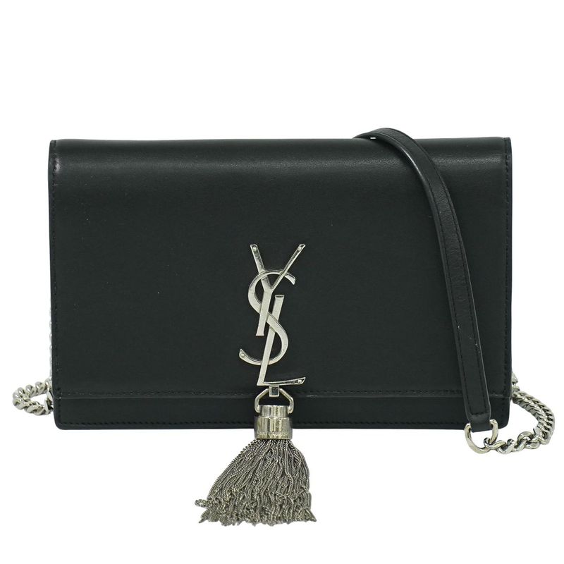 Authentic Saint Laurent Kate Tassel Chain Shoulder Wallet Pochette Leather