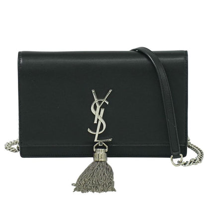 Authentic Saint Laurent Kate Tassel Chain Shoulder Wallet Pochette Leather