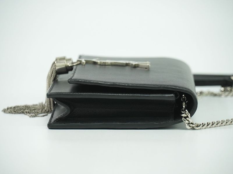 Authentic Saint Laurent Kate Tassel Chain Shoulder Wallet Pochette Leather