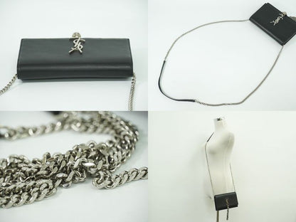 Authentic Saint Laurent Kate Tassel Chain Shoulder Wallet Pochette Leather