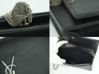 Authentic Saint Laurent Kate Tassel Chain Shoulder Wallet Pochette Leather