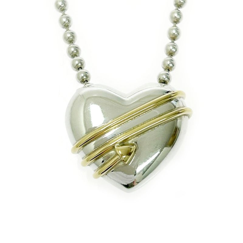 Tiffany & Co Silver Gold Heart Arrow Necklace 24.4g 925 750 Engraved 459186