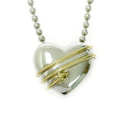 Tiffany & Co Silver Gold Heart Arrow Necklace 24.4g 925 750 Engraved 459186