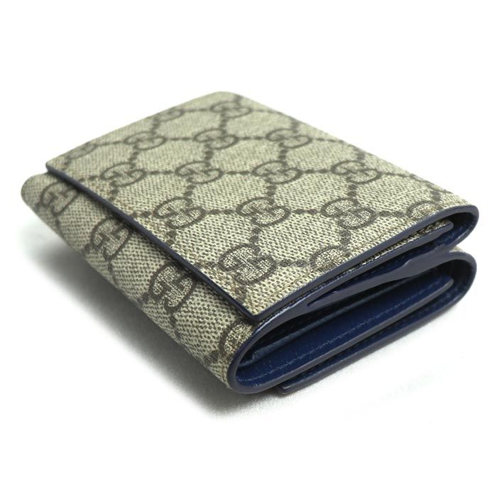 Gucci GG Trifold Wallet With GG Detailing Trifold Wallet Beige Blue 769225