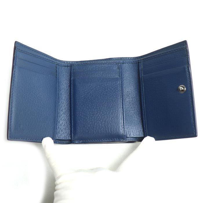 Gucci GG Trifold Wallet With GG Detailing Trifold Wallet Beige Blue 769225