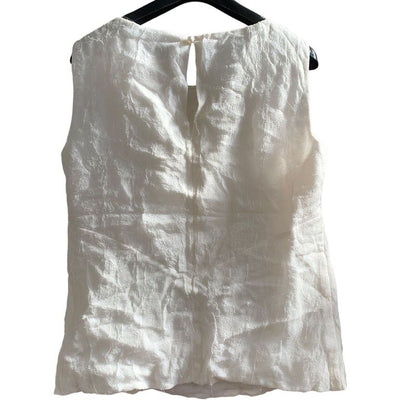 3484 Chanel Pearl Logo P73119v31444 Lined Silk Sleeveless Top Preowned Size 36