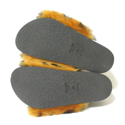Celine Phoebe Period Platform Fur Sandals 34 Approx 21cm (8.27in) Brown X Black