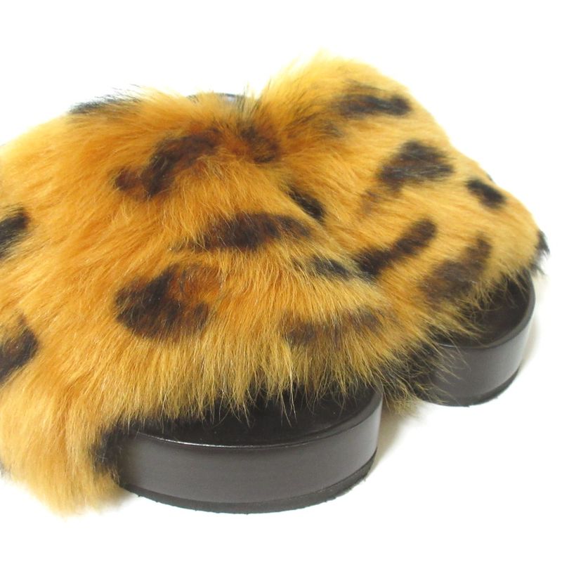 Celine Phoebe Period Platform Fur Sandals 34 Approx 21cm (8.27in) Brown X Black