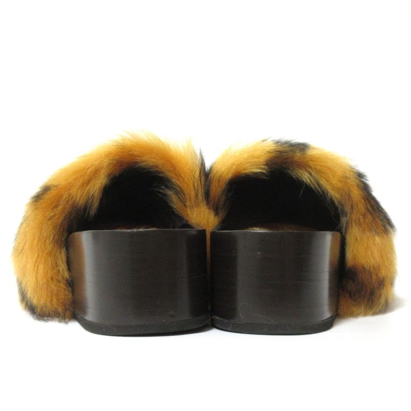 Celine Phoebe Period Platform Fur Sandals 34 Approx 21cm (8.27in) Brown X Black