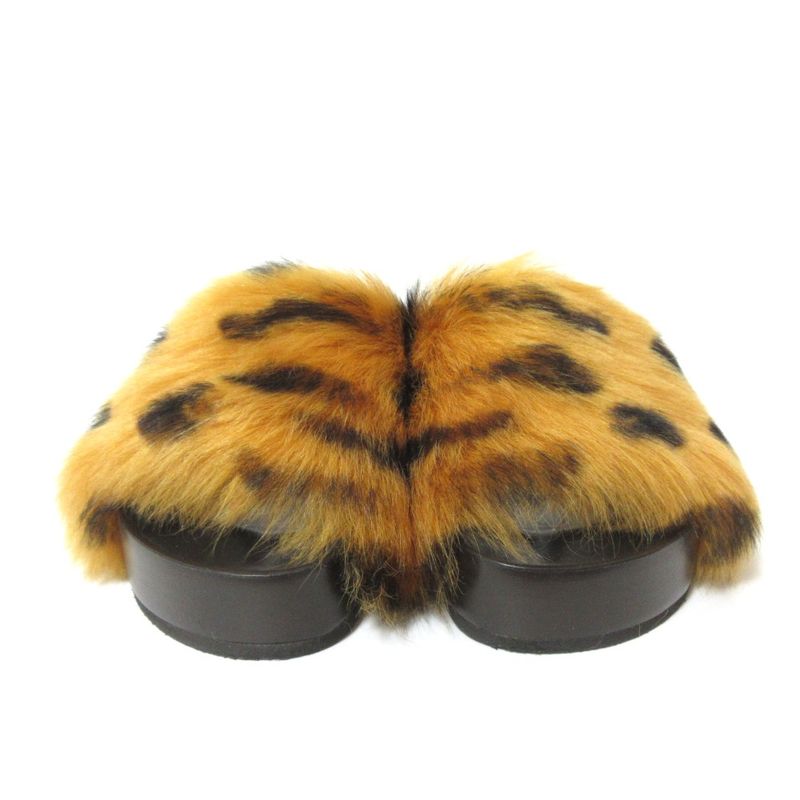 Celine Phoebe Period Platform Fur Sandals 34 Approx 21cm (8.27in) Brown X Black