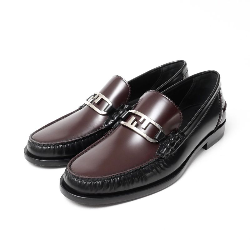 Fendi Olock Loafers Size 9 FF Double F Bicolor Leather Shoes