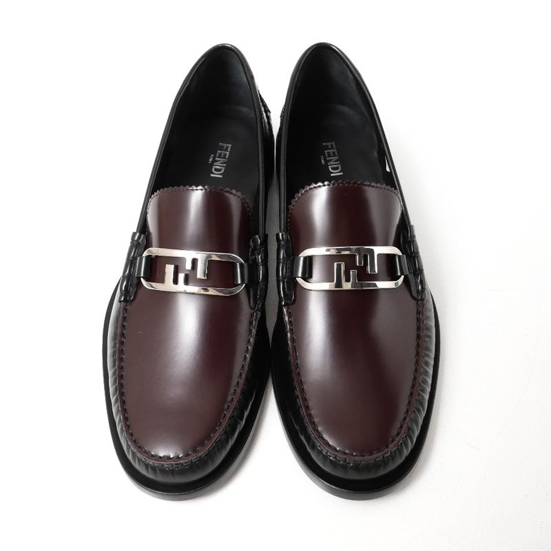 Fendi Olock Loafers Size 9 FF Double F Bicolor Leather Shoes