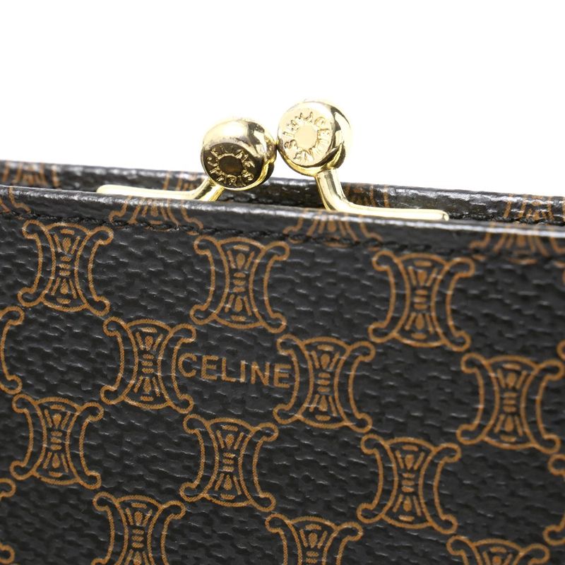 Celine Coin Case Macadam Triomphe All Over Pattern Coin Purse Wallet With