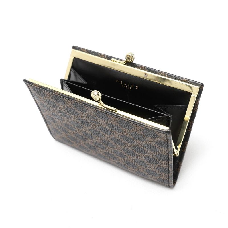 Celine Coin Case Macadam Triomphe All Over Pattern Coin Purse Wallet With