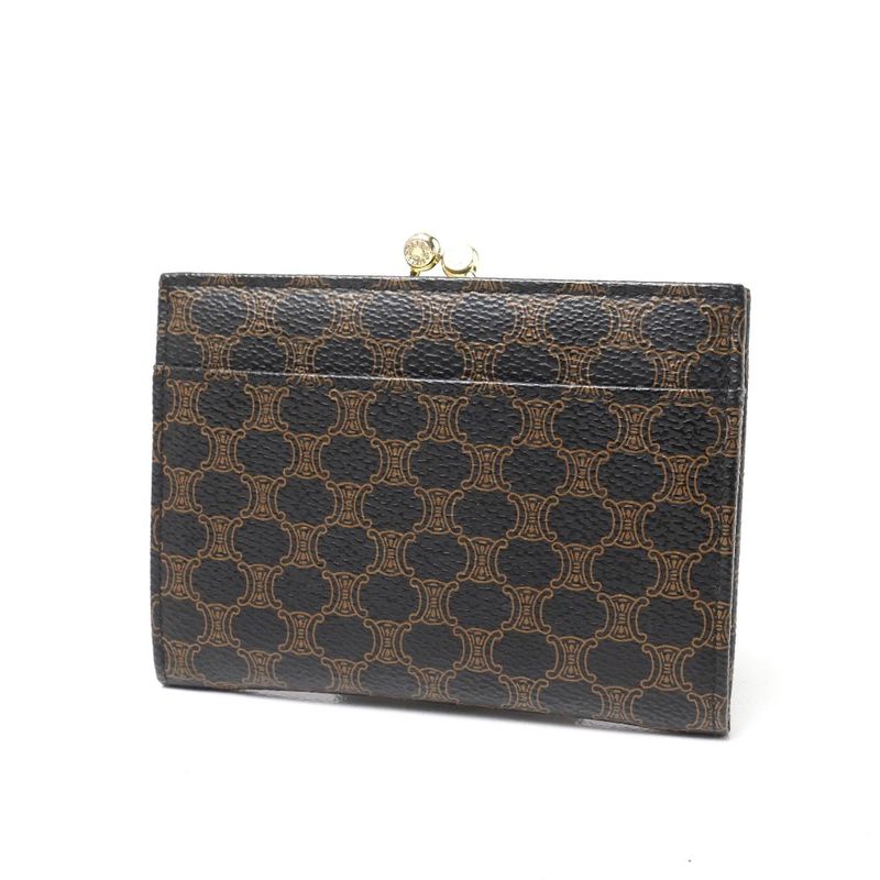 Celine Coin Case Macadam Triomphe All Over Pattern Coin Purse Wallet With