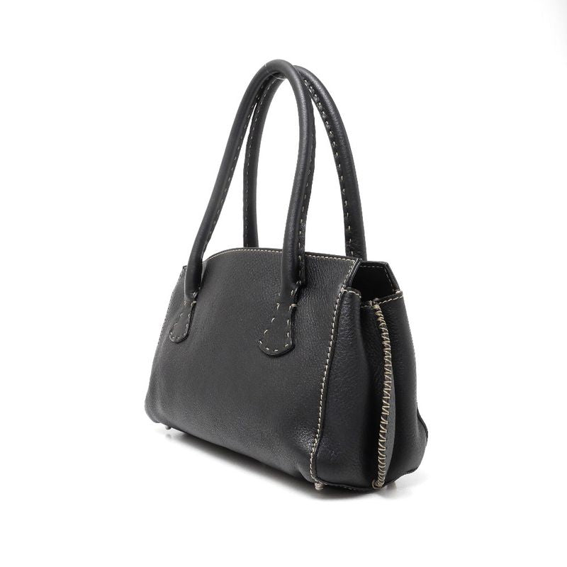 Fendi Selleria Handbag FF Double F Star Ring Silver 925 Logo Plate Leather