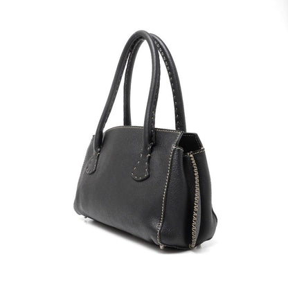 Fendi Selleria Handbag FF Double F Star Ring Silver 925 Logo Plate Leather