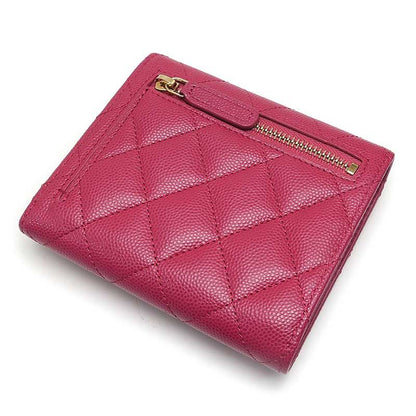 Chanel Compact Wallet In Purple Caviar Skin