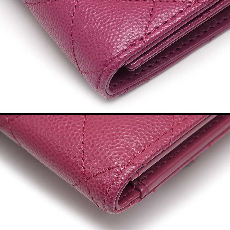 Chanel Compact Wallet In Purple Caviar Skin