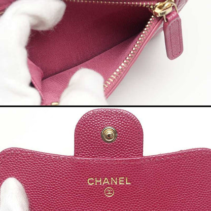Chanel Compact Wallet In Purple Caviar Skin