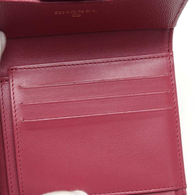 Chanel Compact Wallet In Purple Caviar Skin