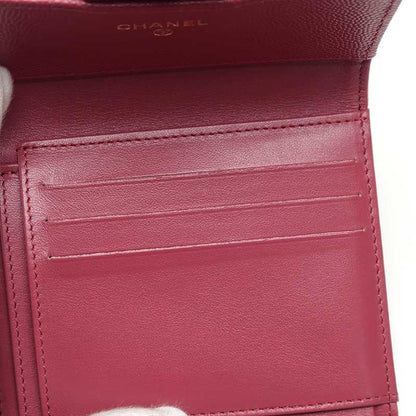 Chanel Compact Wallet In Purple Caviar Skin