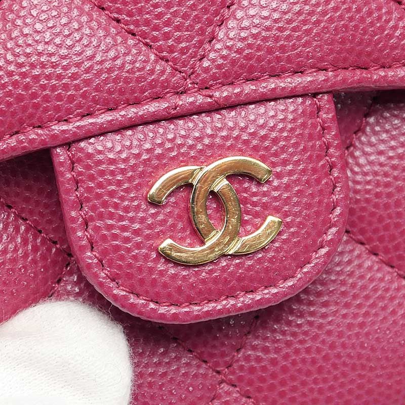 Chanel Compact Wallet In Purple Caviar Skin