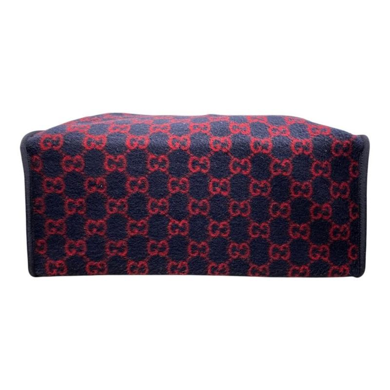 Gucci Tote Bag Shoulder Bag GG Wool 598169 GG Pattern Leather Navy Red Black
