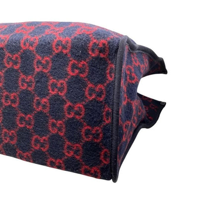 Gucci Tote Bag Shoulder Bag GG Wool 598169 GG Pattern Leather Navy Red Black