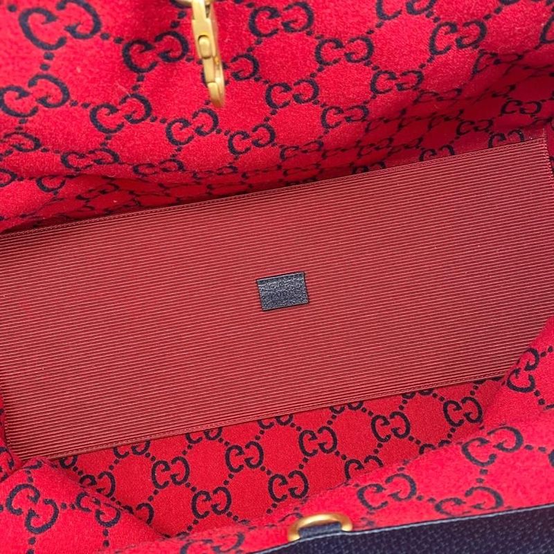 Gucci Tote Bag Shoulder Bag GG Wool 598169 GG Pattern Leather Navy Red Black