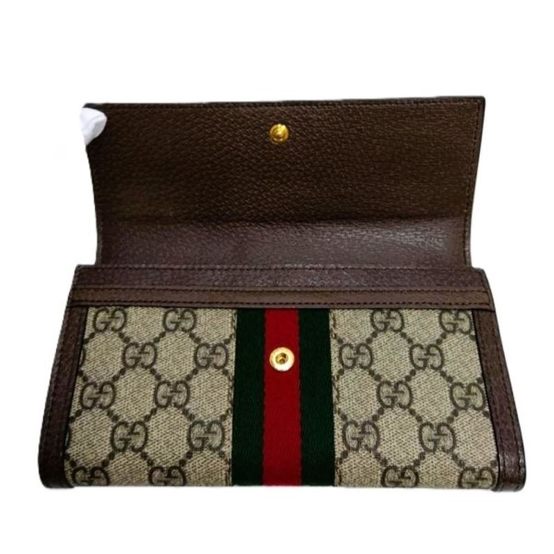 Gucci GG Continental Wallet Long Wallet GG Supreme Canvas Calf Leather 523153