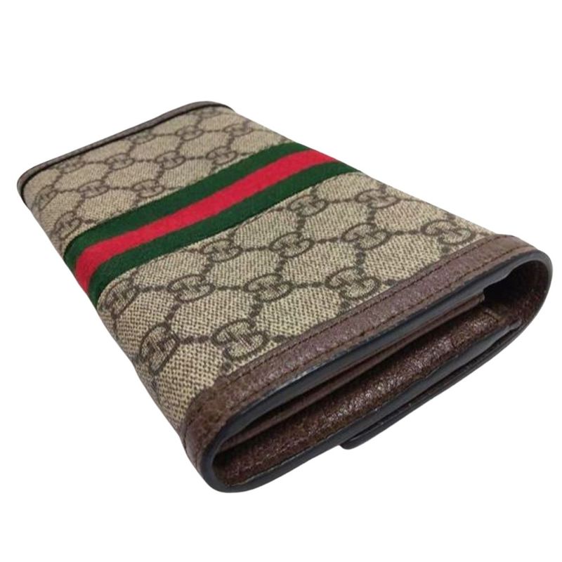 Gucci GG Continental Wallet Long Wallet GG Supreme Canvas Calf Leather 523153