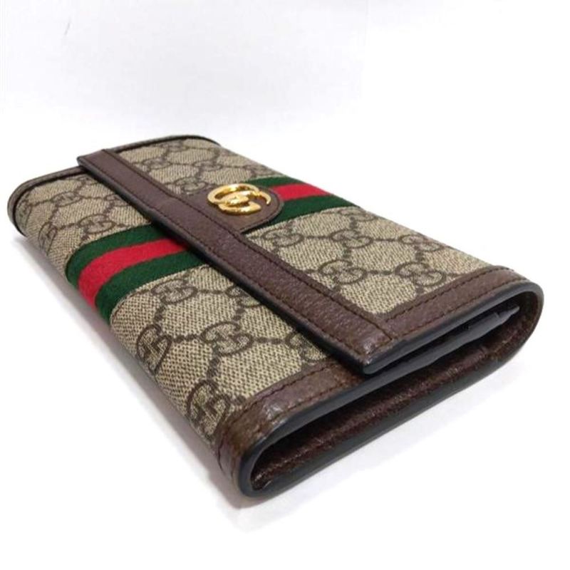 Gucci GG Continental Wallet Long Wallet GG Supreme Canvas Calf Leather 523153
