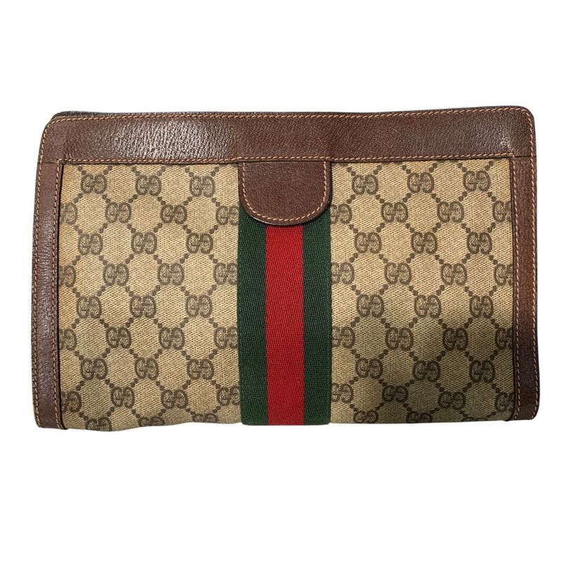 114 Gucci Parfums Gucci Parfums Second Bag Sherry Line PVC Leather Used Clutch