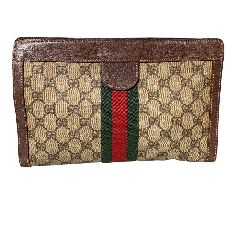 114 Gucci Parfums Gucci Parfums Second Bag Sherry Line PVC Leather Used Clutch