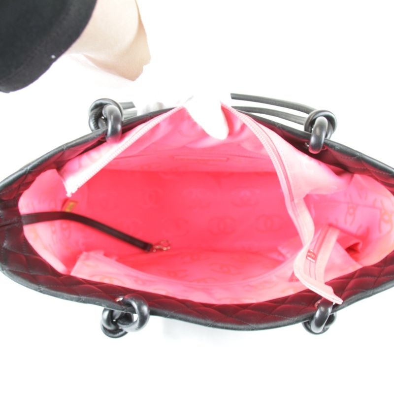 USED Chanel Cambon Line Large Tote A25169 Tote Bag Lambskin Black