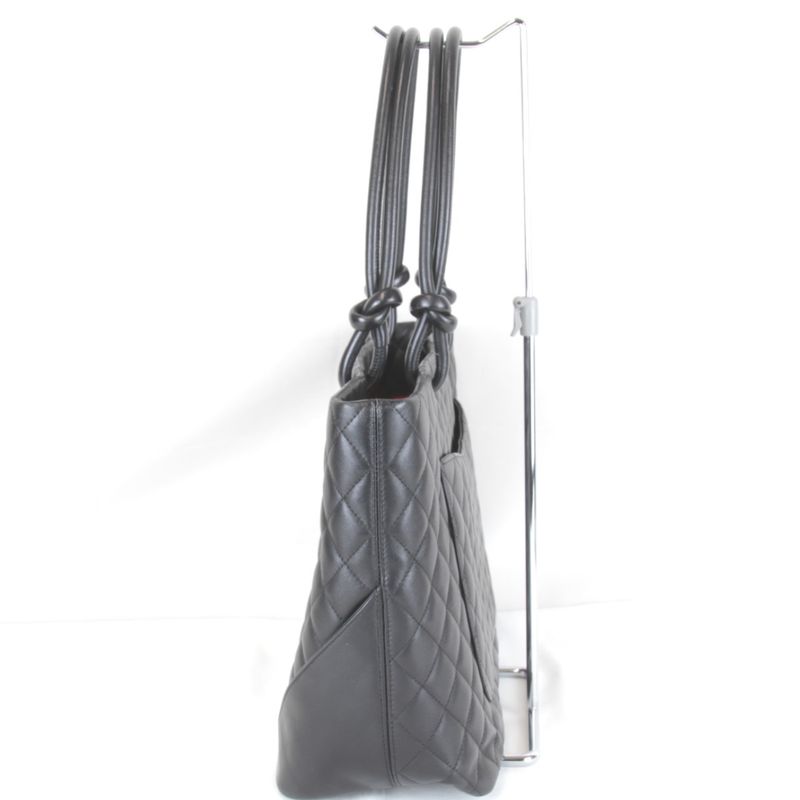 USED Chanel Cambon Line Large Tote A25169 Tote Bag Lambskin Black