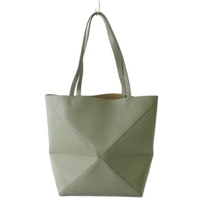 Loewe Similar Puzzle Fold Tote Bag Handbag Leather Calfskin Medium Khaki
