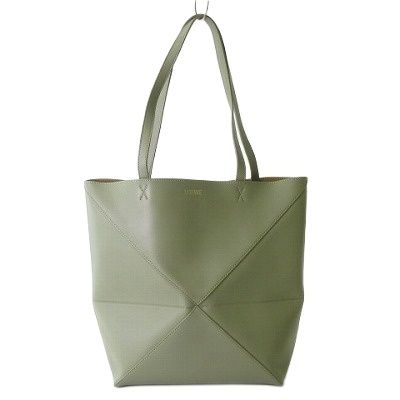 Loewe Similar Puzzle Fold Tote Bag Handbag Leather Calfskin Medium Khaki