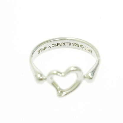 Tiffany & Co Silver Open Heart Ring 2.4g 925 Engraved 498351 Ring