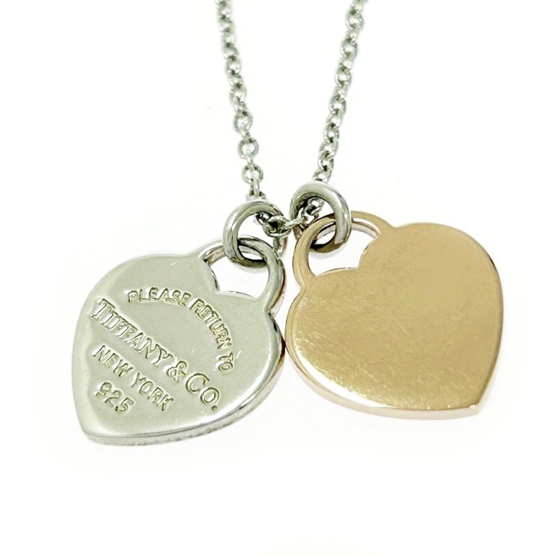 Tiffany & Co Tiffany & Co Silver Return to Mini Double Heart Necklace 2.9g 925