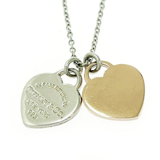 Tiffany & Co Tiffany & Co Silver Return to Mini Double Heart Necklace 2.9g 925