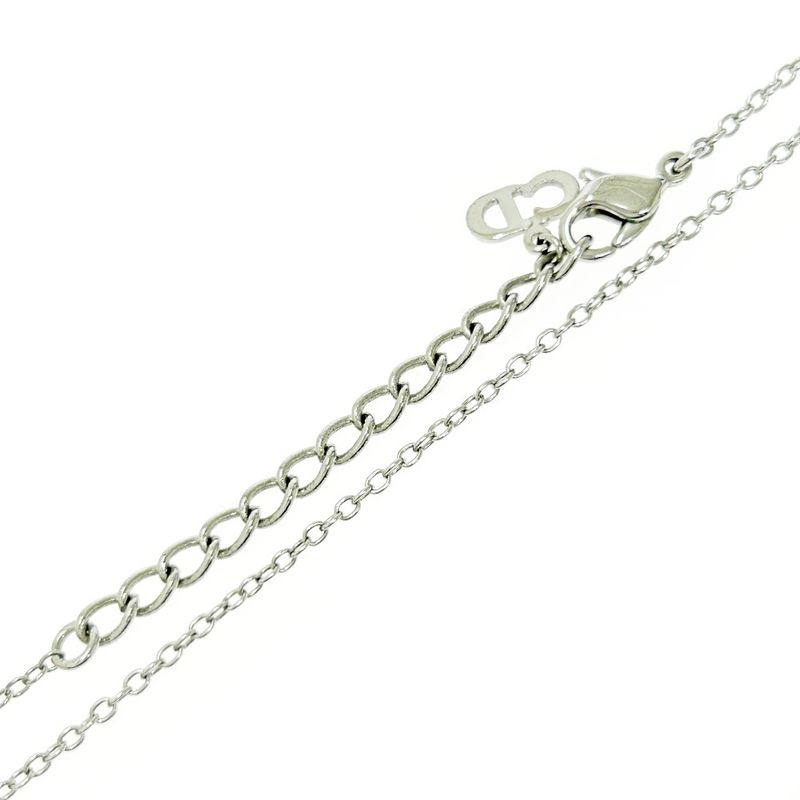 Christian Dior Metal Shell D Logo Heart Necklace Silver 498415 Necklace