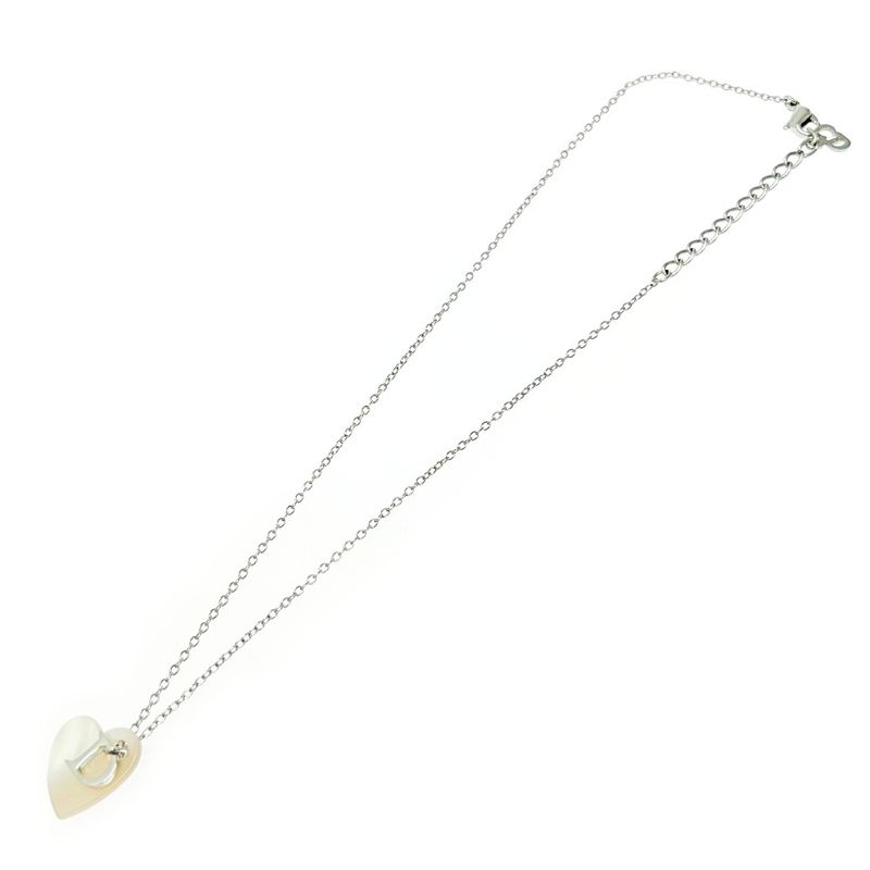 Christian Dior Metal Shell D Logo Heart Necklace Silver 498415 Necklace