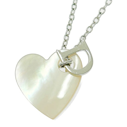Christian Dior Metal Shell D Logo Heart Necklace Silver 498415 Necklace